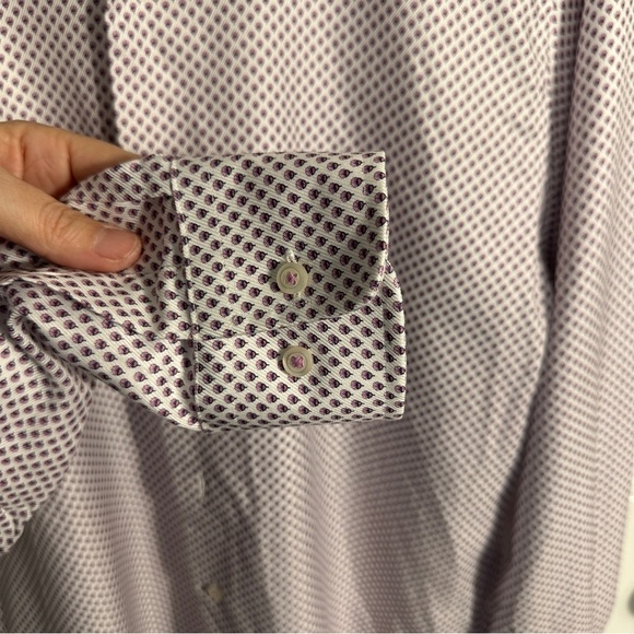 NEW with tags, David Donohue Fusion white/berry button down shirt, medium/15.5 - Picture 6 of 7